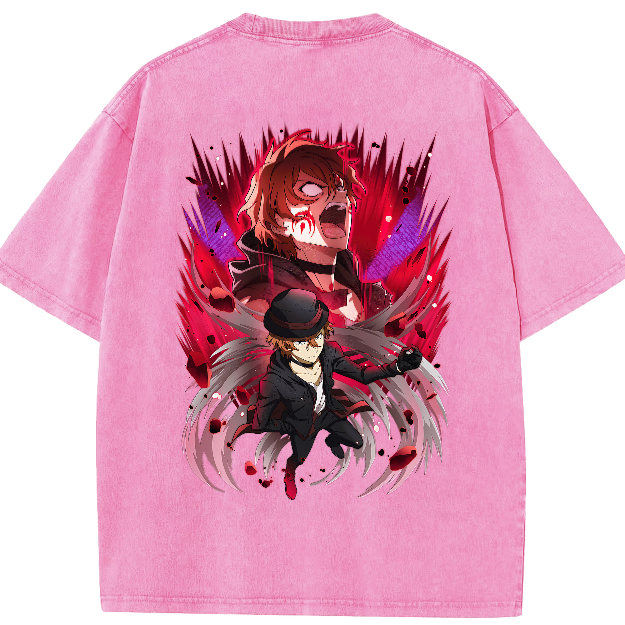 （画像用） 文豪ストレイドッグス Bungo Stray Dogs 綿100% ヴィンテージ風 半袖Tシャツ（背面プリント）